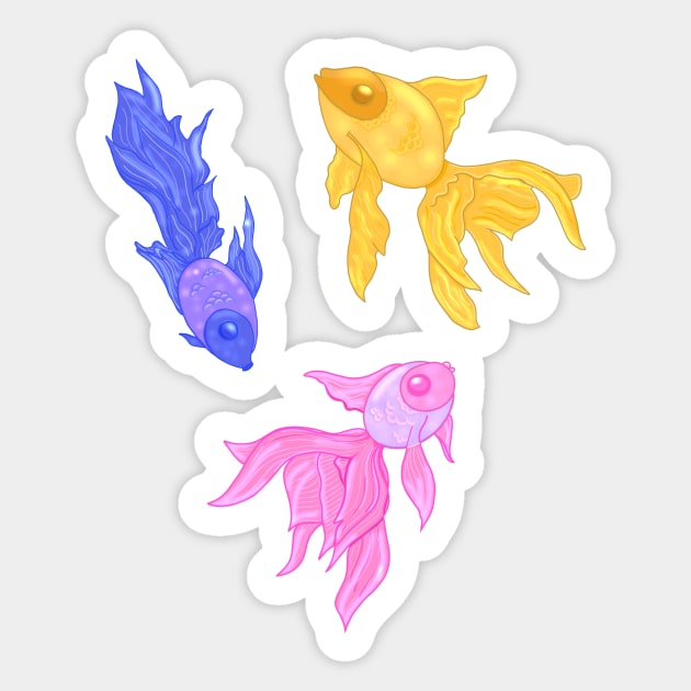 Colorful goldfish Sticker by moonlitdoodl